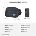 COUNSELOR Waist Bag, Crossbody Bag for Women with Adjustable Strap, Zipper Pocket, Polyester, Multipurpose, Zipper Closure for Travel, Hiking, Camping, Outdoor Sports AVELIN (Black) - Image 3