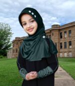 Mehar Riya Hijab for Girls | Side Cut Hijab with Glitter Button | Breathable Iqra Fabric | School, Madrasa for Teenagers | Modest Fashion Headscarf for Girls - Image 3