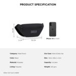 COUNSELOR Waist Pack Bag Fanny Pack for Men & Women with Adjustable Strap, Zipper Pocket, Polyester Crossbody Belt Bag for Travel, Hiking, Camping, Outdoor Sports Nexo (Black) - Image 3