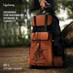 Lifelong 80 Ltr Travel Backpack - Rucksack Bags For Men & Women's - Trekking Bag Laptop Compartment - Tourist Bag For Travel, Hiking, Camping & Trekking- Rucksack Bag Accessories - Orange, 1 - Image 3