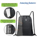 ActiveFit Drawstring Bag | Gym and String Backpack | Sports Bag | 17" x 13" Inch (Black-Grey) - Image 3