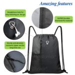 ActiveFit Drawstring Bag | Gym and String Backpack | Sports Bag | 17" x 13" Inch (Black-Grey) - Image 4