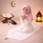 FAF Boy & Girl Janamaz Velvet Prayer Mat | Children Islamic Prayer Rug for Kids (1 to 10) | Soft Thick Namaz Mat, Portable Travel Janemaaz | Mussalla for Home, Mosque & Ramzan, Hajj and Umrah (White) - Image 3
