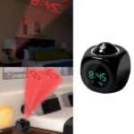 DRAYA DEAL'S Digital LCD Display Colorful Voice Projection Alarm Clock Weather Station LED with Temperature Wake Up Projector Clocks Without Battery - Black - Image 4