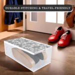 Kuber Industries Shoe Cover | Waterproof Shoe Storage Bag | Travel Shoe Storage Bag | Side Visible Window Shoe Organizer | Shoe Protector Bag | Flower Quilted | Pack of 2 | Gray - Image 5