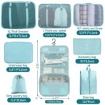 8 Pcs Travel Organizer Set for Luggage – Waterproof Packing Cubes with Shoe Bag, Toiletry Pouch & Laundry Bag | Suitcase Storage Bags for Travel (Sky Blue) - Image 6