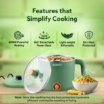 AGARO Regency Multipurpose Kettle With Steamer, 1.2L Inner Pot, Double Layered Body, Variable Temperature Settings, Wide Mouth, Boiling, Steaming, Tea, Coffee, Egg, Vegetable Boiling, 600W, Sea Green - Image 4