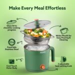 AGARO Regency Multipurpose Kettle With Steamer, 1.2L Inner Pot, Double Layered Body, Variable Temperature Settings, Wide Mouth, Boiling, Steaming, Tea, Coffee, Egg, Vegetable Boiling, 600W, Sea Green - Image 5