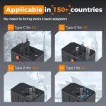 TESSAN Universal Travel Adapter, International Plug Adapter with 65W GaN Fast Charging, Type C Travel Adapter for Europe UK USA Australia, 3 C Ports 2 A Ports - Image 3