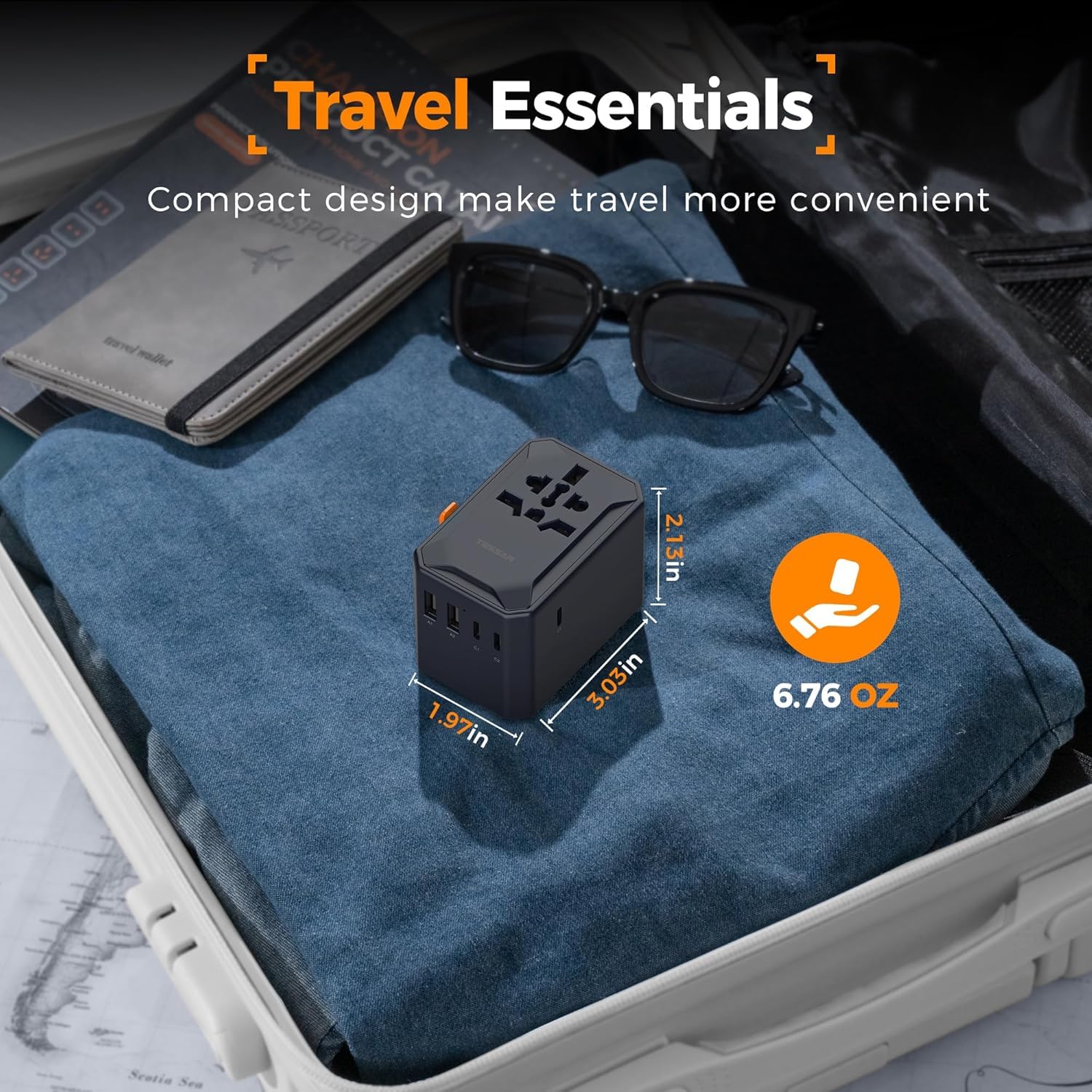 TESSAN Universal Travel Adapter, International Plug Adapter with 65W GaN Fast Charging, Type C Travel Adapter for Europe UK USA Australia, 3 C Ports 2 A Ports - Image 8