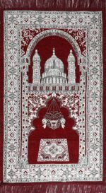 Premium Velvet Namaz Mat with Mosque Design 27X50 inches | Soft Prayer Mat (Janamaz) for Salah & Daily Namaz | Anti-Slip, Lightweight & Foldable | Ideal for Home, Mosque & Travel (MAROON) - Image 3