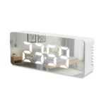 Plastic Digital Smart Back Light, Modern Table Mirror Alarm Clock with Sensor Date and Temperature for Office, Home and Bedroom |Alarm Clock for Heavy Sleeper (White), 14 x 3.8 Cm - Image 3