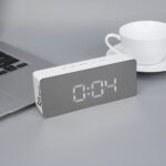 Plastic Digital Smart Back Light, Modern Table Mirror Alarm Clock with Sensor Date and Temperature for Office, Home and Bedroom |Alarm Clock for Heavy Sleeper (White), 14 x 3.8 Cm - Image 4