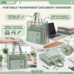 JERN Transparent Mesh Carry Bag with Handle, Clear Document Organizer, File Folder Storage Tote, Office School College Travel Bag, Pastel Color, 33x26x9 cm (Green) - Image 5