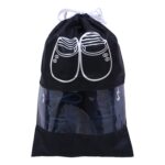 Kuber Industries Parachute Shoe Bag|Water Resistant & Dust Proof Drawstring Organizer|Shoe Storage Bag for Home, Travelling, Pack of 3 (Black) - Image 3