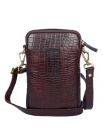 CHIMERA Pure Leather Mini Cross body Small Mobile Sling Bag | Cell Phone Waist Pouch | Croco Texture for Men and Women - Image 3