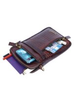 CHIMERA Pure Leather Mini Cross body Small Mobile Sling Bag | Cell Phone Waist Pouch | Croco Texture for Men and Women - Image 6