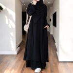 Bashariya Modest Two-Piece Abaya and Skirt Set | Elasticated Sleeves | Premium Firdaus Fabric | Knee-Length Burqa Niqab for Women & Girls - Image 6