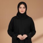 Women Embroidered Abaya Burqa in Firdous Fabric with Floral Sleeve Design | Modest Wear | Without Dupatta - Image 3