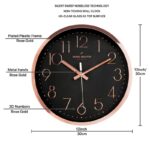 Daniel Hechter Paris Adour Collection Wall Clock, Silent Sweep Non-Ticking, 12 inch(30cm) HD Glass Black Dial, Rose Gold Plastic Frame, 3D Numerals, Modern Decorative Clock for Home & Office - Image 4