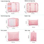 7 Set Packing Cubes Luggage Organizers With Travel Suitcases Accessories Bag, Toiletry Bag & Shoes Bag And Clothes Cosmetics Pouch (Pink) - Image 3