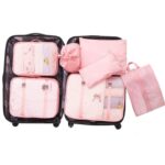 7 Set Packing Cubes Luggage Organizers With Travel Suitcases Accessories Bag, Toiletry Bag & Shoes Bag And Clothes Cosmetics Pouch (Pink) - Image 4