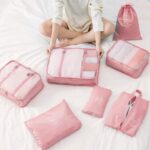 7 Set Packing Cubes Luggage Organizers With Travel Suitcases Accessories Bag, Toiletry Bag & Shoes Bag And Clothes Cosmetics Pouch (Pink) - Image 5