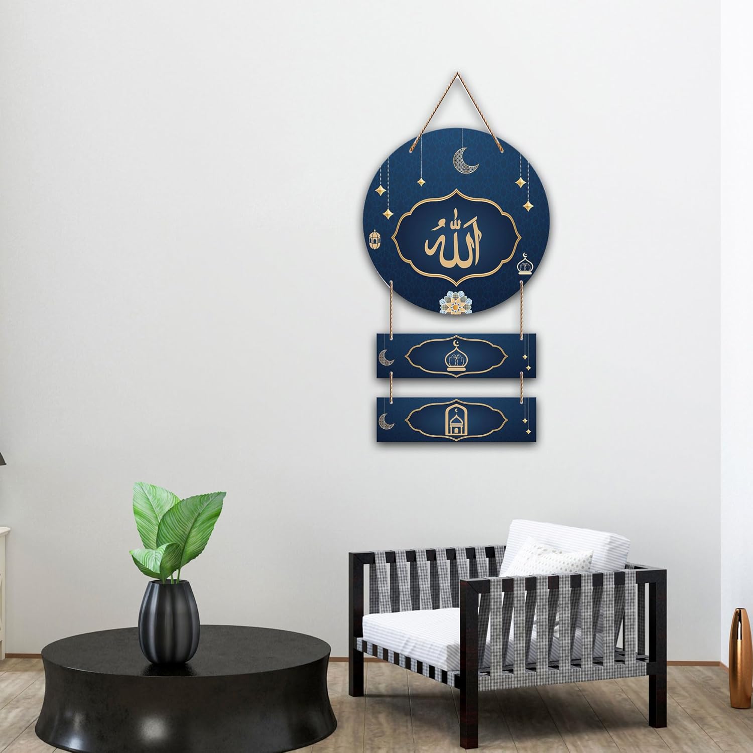 Decor Smart Islamic Allah Name Wooden Wall Hanging | Spiritual Wall Decor for Ramadan | MDF Muslim Art for Prayer Room | Decorative Islamic Wall Hanging for Home & Festival Vibes (DWA_7605) - Image 4