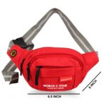 Large Pockets for Men or Women Handy Hiking Zip Pouch Money Style Travel Holder with Waist Bag Style Travel Pouch Passport Holder with Adjustable Strap Belt Bag (Red) - Image 3