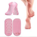 Moisturizing Gel Heel Socks with Anti Slip Rubber Footprints, Pink Open Toe Foot Care Socks (2 Pieces) - Image 4