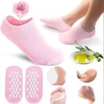 Moisturizing Gel Heel Socks with Anti Slip Rubber Footprints, Pink Open Toe Foot Care Socks (2 Pieces) - Image 6
