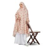 ANA Noor Jahan Pink Hibiscus Floral Prayer Dress – Pure Cotton Namaz Makhna with Tie Knot | Lightweight, Breathable for Hajj, Umrah & Salah - Image 3