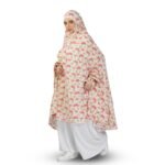 ANA Noor Jahan Pink Hibiscus Floral Prayer Dress – Pure Cotton Namaz Makhna with Tie Knot | Lightweight, Breathable for Hajj, Umrah & Salah - Image 4