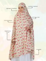 ANA Noor Jahan Pink Hibiscus Floral Prayer Dress – Pure Cotton Namaz Makhna with Tie Knot | Lightweight, Breathable for Hajj, Umrah & Salah - Image 7