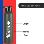CASPIAN /// Hike Stainless Steel Customize Sipper Water Bottle Leak Proof Thunder for Fridge Home Office Travel School Kids Boys Girls Adults Sports Gym Yoga (M-Green 1 Litre, Set of 1) - Image 3
