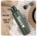 CASPIAN /// Hike Stainless Steel Customize Sipper Water Bottle Leak Proof Thunder for Fridge Home Office Travel School Kids Boys Girls Adults Sports Gym Yoga (M-Green 1 Litre, Set of 1) - Image 6