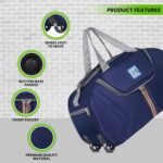 M MEDLER Jerry Duffle Bag | Waterproof Strolley Duffle Bag | 2 Wheel Duffel Bag | Luggage Bag with Adjustable Strap (Navy Blue) - Image 6