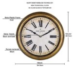 Daniel Hechter Paris Rhône Collection Wall Clock, Silent Sweep Non-Ticking,14 Inch (34.5 cm) HD Glass Vintage Dial, Gold Retro Plastic Frame, Modern Decorative Clock for Home & Office - DHCL1005 - Image 4