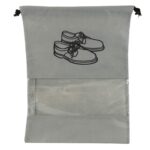 Kuber Industries Shoe Cover For Traveling|Non Woven Drawstring Bag|Shoe Bags For Shoes, Slipper, Heels|Transparent Window|Pack of 6 (Grey) - Image 3