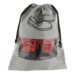 Kuber Industries Shoe Cover For Traveling|Non Woven Drawstring Bag|Shoe Bags For Shoes, Slipper, Heels|Transparent Window|Pack of 6 (Grey) - Image 5