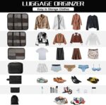 7 Set Packing Cubes Luggage Organizers With Travel Suitcases Accessories Bag, Toiletry Bag & Shoes Bag And Clothes Cosmetics Pouch (Black) - Image 3