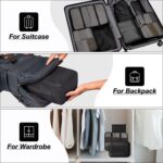 7 Set Packing Cubes Luggage Organizers With Travel Suitcases Accessories Bag, Toiletry Bag & Shoes Bag And Clothes Cosmetics Pouch (Black) - Image 4