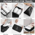 7 Set Packing Cubes Luggage Organizers With Travel Suitcases Accessories Bag, Toiletry Bag & Shoes Bag And Clothes Cosmetics Pouch (Black) - Image 8