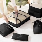 7 Set Packing Cubes Luggage Organizers With Travel Suitcases Accessories Bag, Toiletry Bag & Shoes Bag And Clothes Cosmetics Pouch (Black) - Image 9