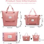 Cherryland Oxford Fabric Large Capacity Travel Bag, Foldable Travel Bag, Expandable Travel Duffel Bag, Collapsible Waterproof Large Capacity Travel Handbag, Overnight Bag for Women, Pink - Image 3