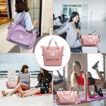 Cherryland Oxford Fabric Large Capacity Travel Bag, Foldable Travel Bag, Expandable Travel Duffel Bag, Collapsible Waterproof Large Capacity Travel Handbag, Overnight Bag for Women, Pink - Image 5