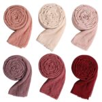 Febfim 6PCS Women Soft Cotton Linen Crinkle Scarves Shawl Fashion Muslin Ladies Priceable Hijab Head Scarf - Image 3