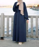 Blue Plain Abaya Burqa For Women Without Dupatta Islamic Naqab Stylish Dubai Abaya Fashion - Image 3