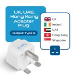 Ceptics UK Adapter for Indian Pins, India to UAE, Hong Kong, Dubai, UK Plug - Type G - Perfect for Laptop, Camera, Chargers - CE - RoHS - 3 Pack -White- Lifetime Limited Warranty - Image 3