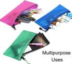 True-Ally 5 Pieces Transparent Pouch - Heavy-Duty Plastic Reinforced with Threads - Mesh Bag with Zipper for Organize Supplies (Colour May Vary, 21cm X 15cm)(A5) - Image 5
